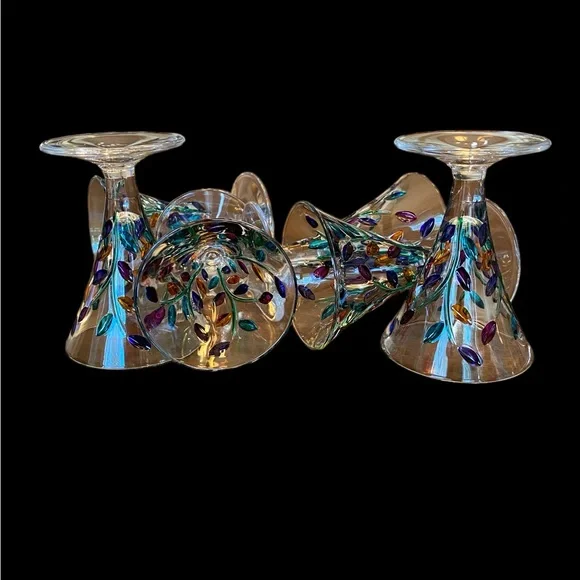 Set of 6 Laurus liquor glasses - hand painted Italian glass - Picture 4 of 6